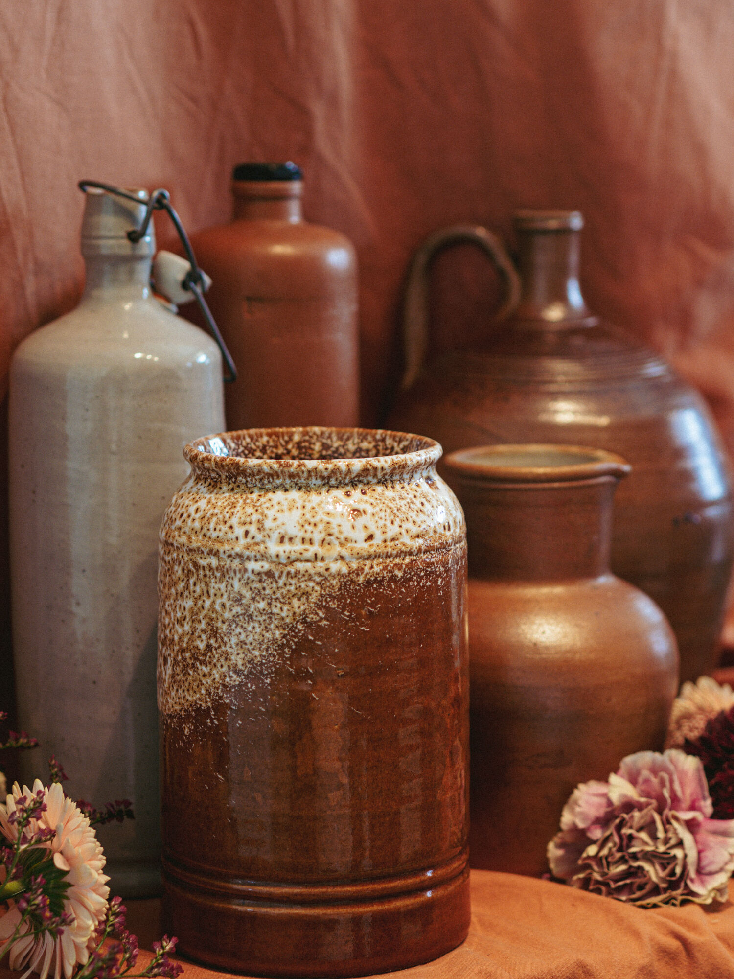 Grey glazed stoneware bottle