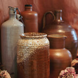Grey glazed stoneware bottle