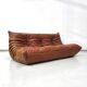 Togo sofa in cognac cowhide by Michel Ducaroy for Ligne Roset.