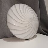 Vintage Murano glass white swirl flush mount light fixture |  handcrafted retro lighting |  MCM Midcentury home deco wall ceiling lamp