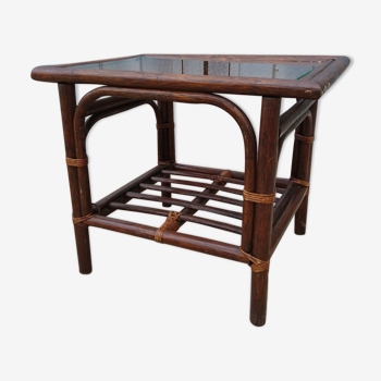 Table low vintage rattan