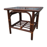 Table basse vintage rotin