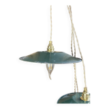 Vintage lampshade in green enamelled sheet metal, customizable