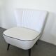 Vintage white cocktail chair in fabric and wood, shell backrest from the 1950s.