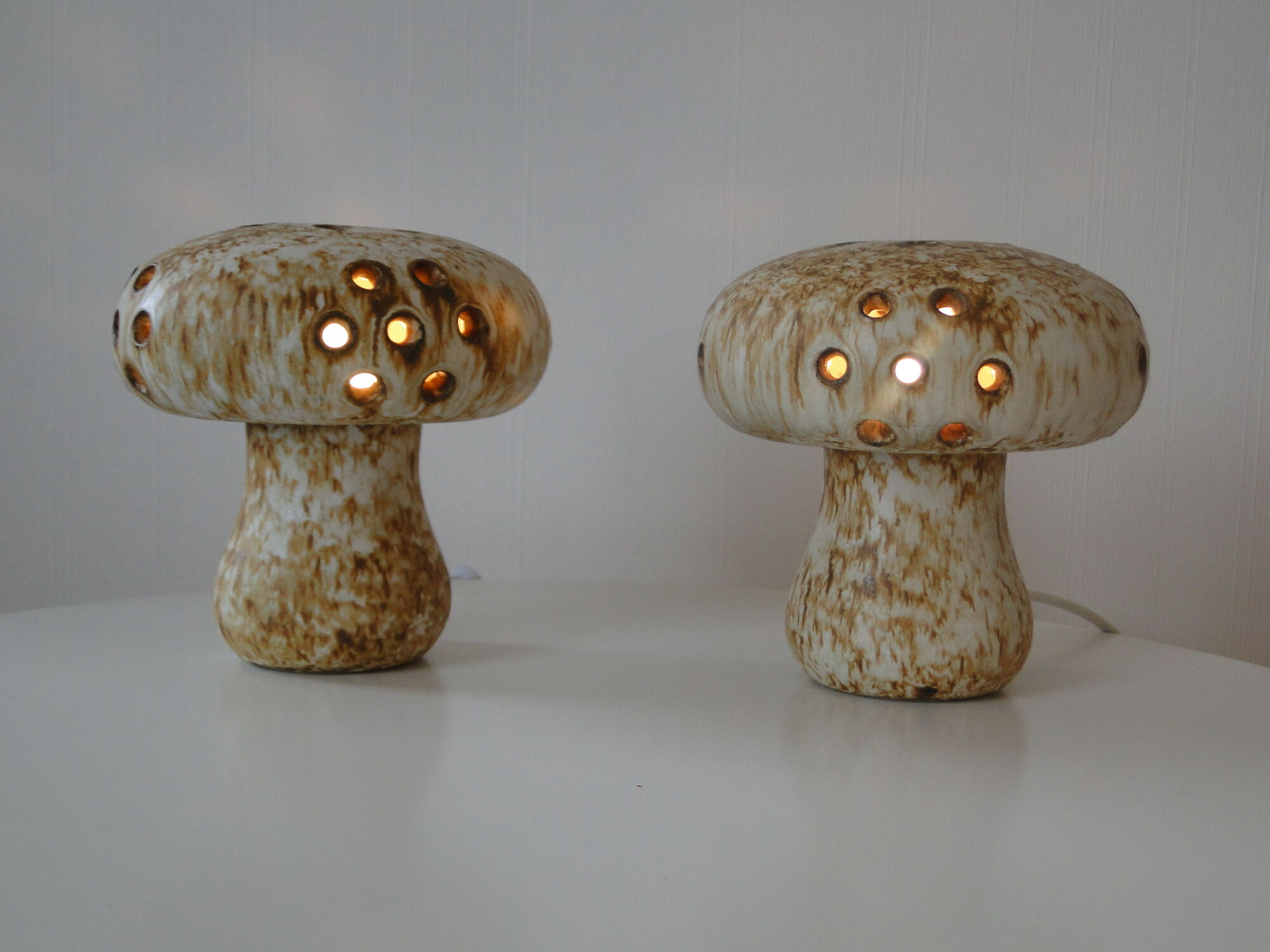 Pair of vintage mushroom lamps by Bruno Karlsson for EGO Sweden 1970s