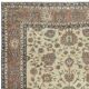 Authentic Vintage Turkish Beige Wool Area Rug with Floral Design. Hand-knotted in Turkey
