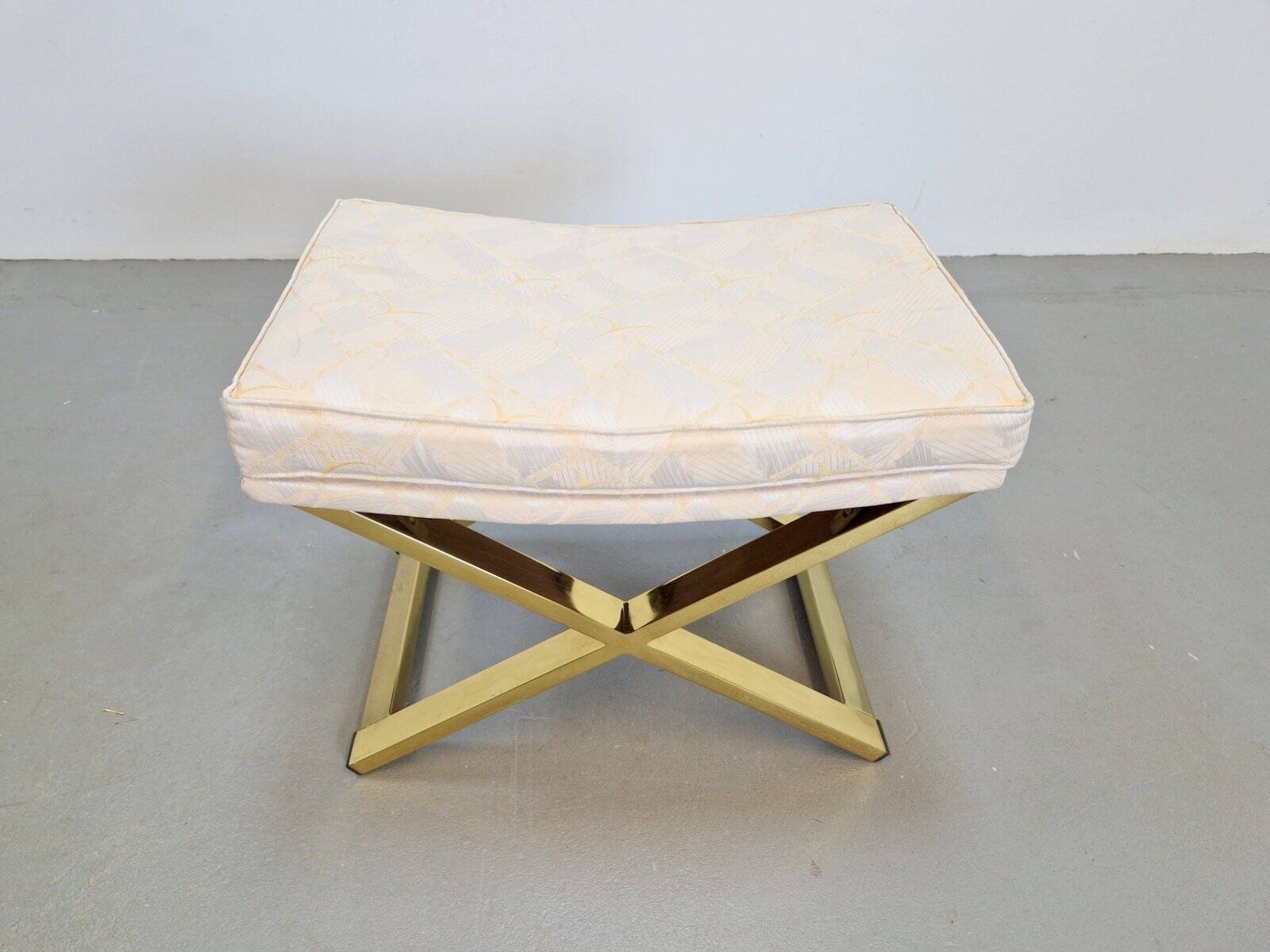 Vintage Regency Brass Cross Stool, Italy, 1970s