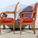Pair of Cherry Wood Armchairs, Louis Philippe Period – 1st Part 19th