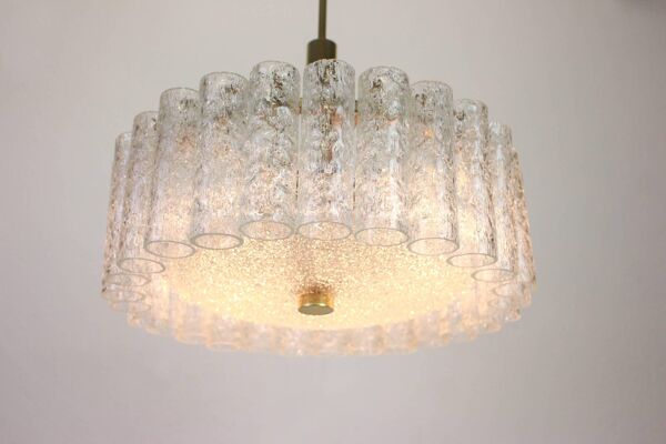 Lustre tubes en verre glace de Murano par Doria, Allemagne, années 1970