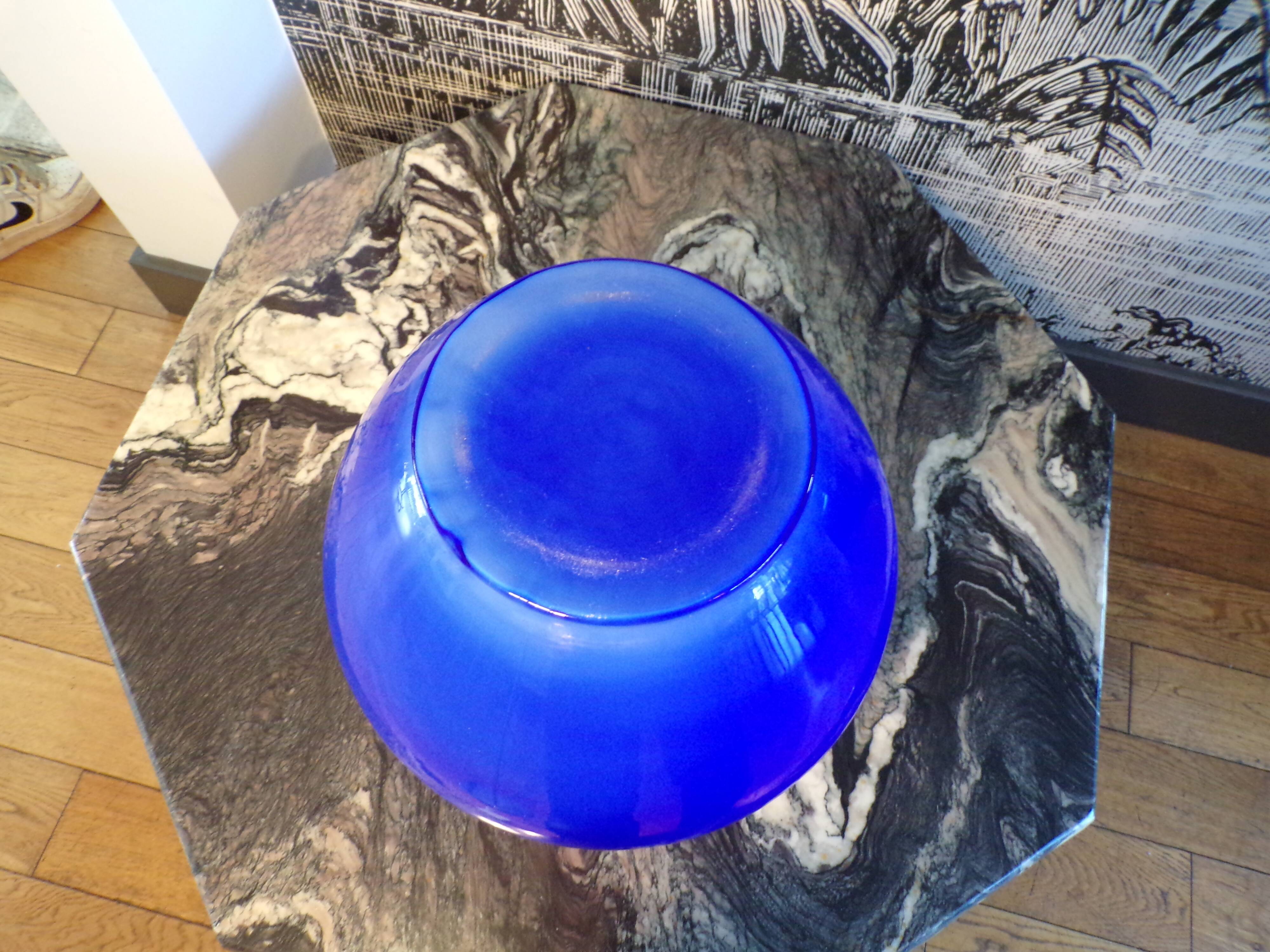 Murano opaline vase blue Ø34cm