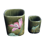 Vases old brown earthenware fives lille art nouveau