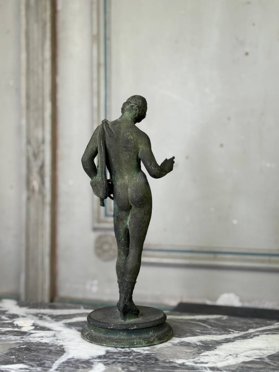 Bronze Narcissus after the antique, excavation patina, 19th century