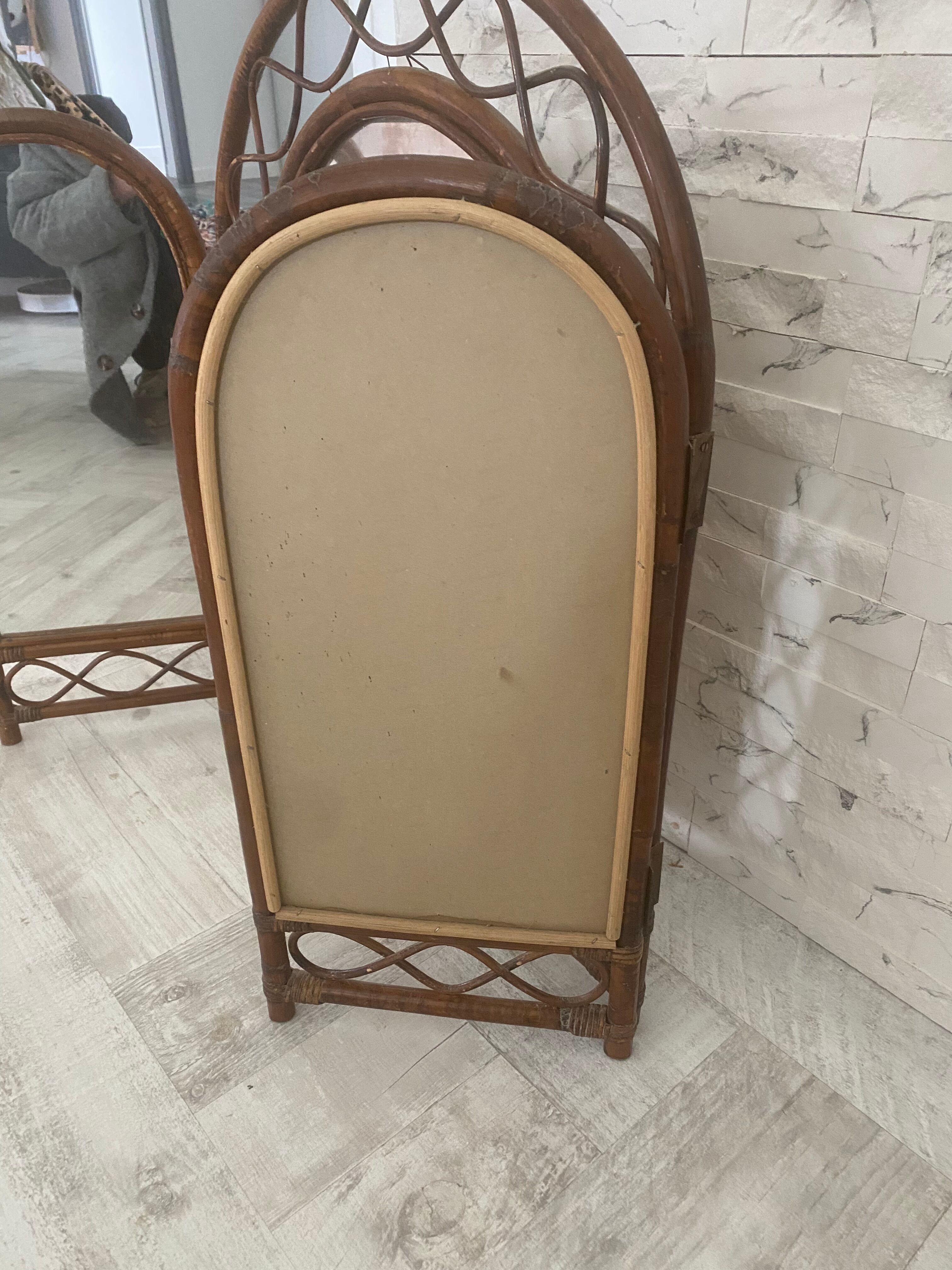Large triptych rattan mirror 105x68cm