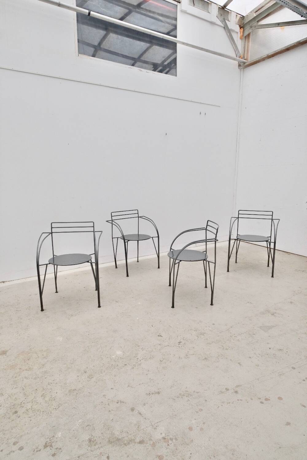 “Silver Moon” chair by Pascal MOURGUE for FERMOB in metal, 1980