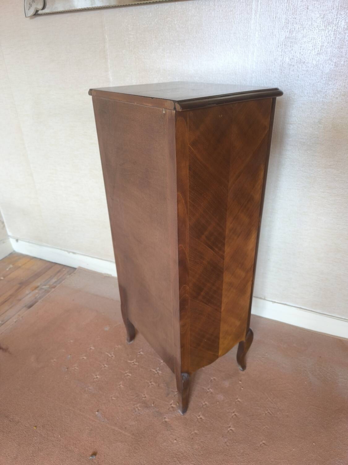 Antique 4-drawer entryway chest of drawers and retractable shelf