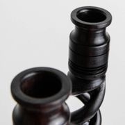 Dark Wood Candle Holders, Vintage 1970s Italy, Barley-Twist Design, Set of 2, Boho Table Decor