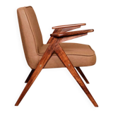 Scandinavian armchair deep brown wool space age design