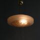 Suspension beige Art Déco, style soucoupe volante, lustre en laiton - années 1940-1950