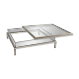 Maison Jansen sliding coffee table in chrome and brass - 1970s