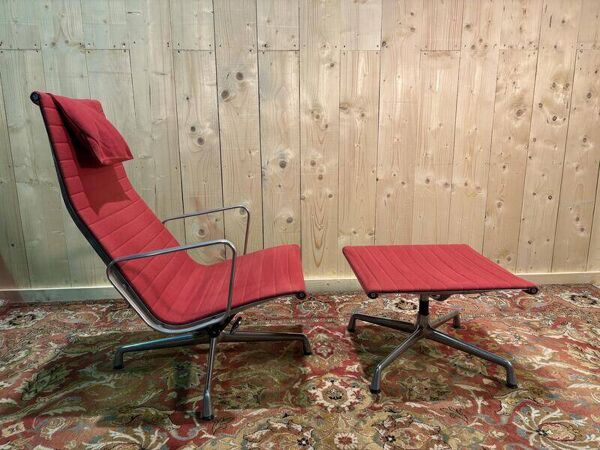 Fauteuil et ottoman Bauhaus de Charles Eames en aluminium