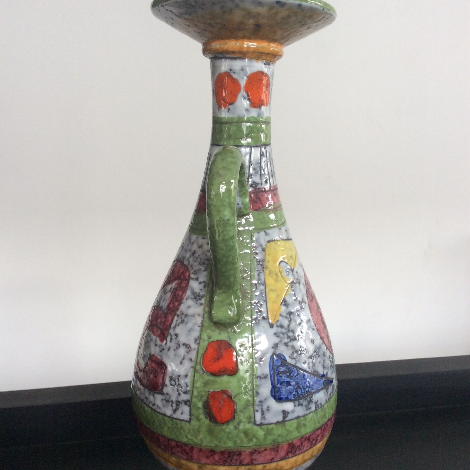 Vintage candlestick in ceramics enamelled