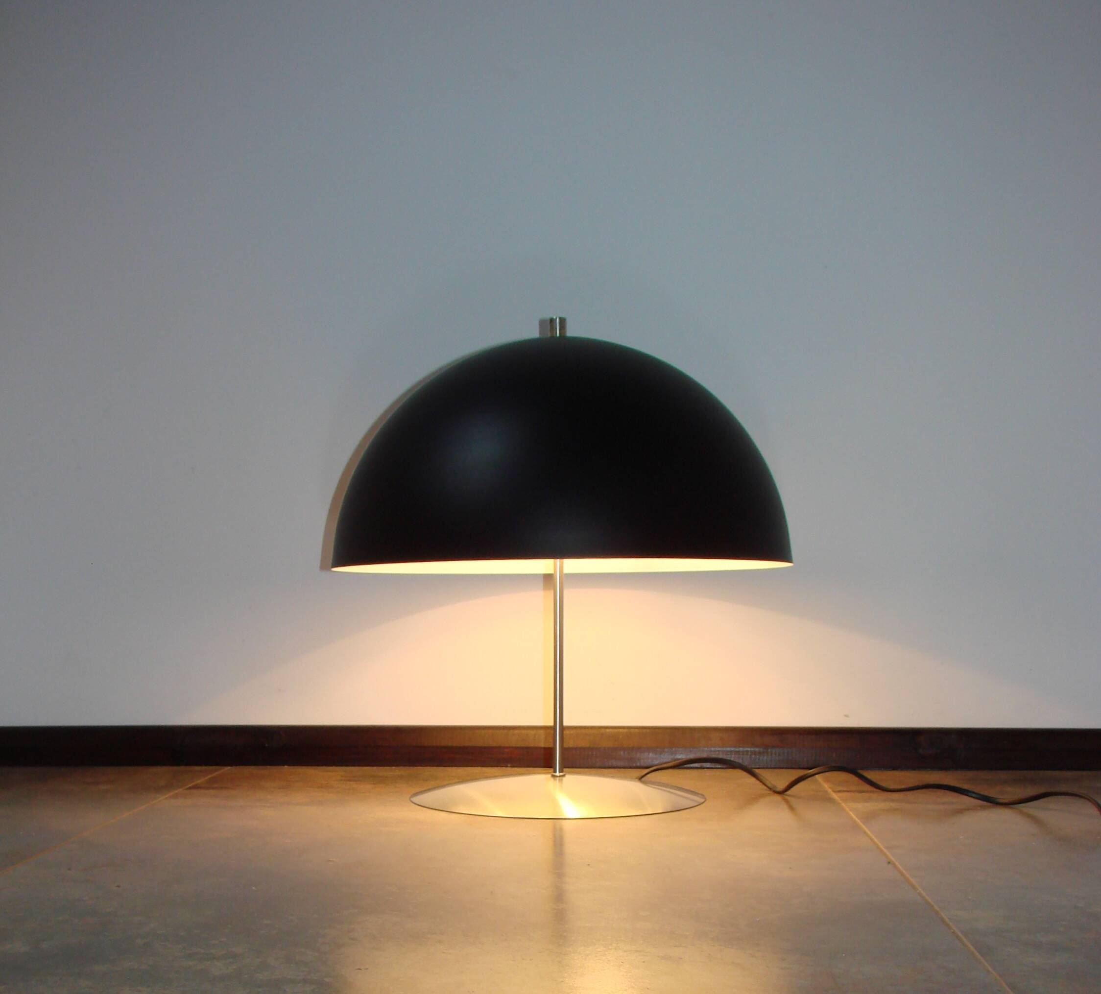 Modern table lamp – 1980s, metal, black shade, 2x E27