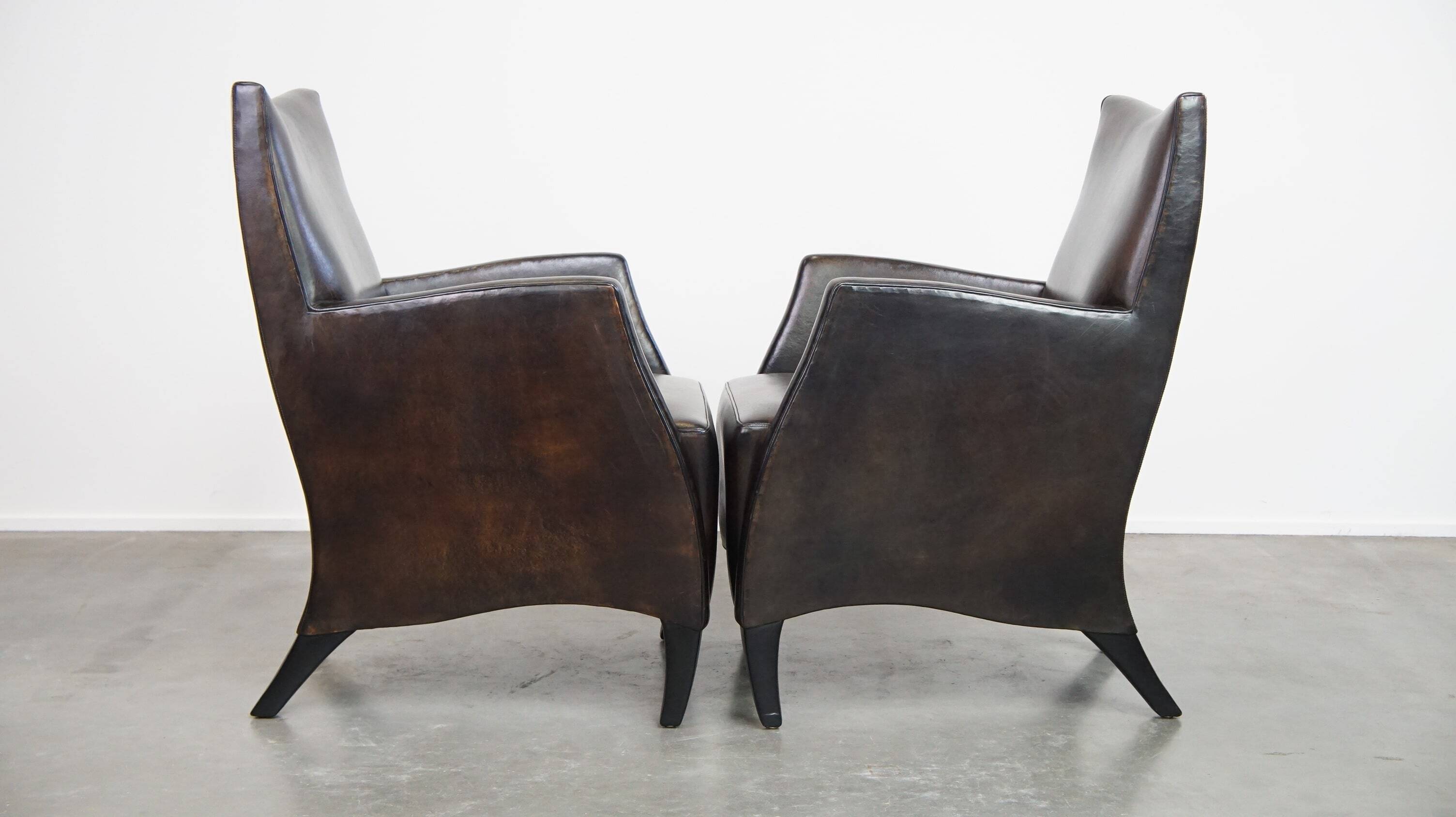 Lot de 4 chaises de salle à manger au design en cuir de mouton