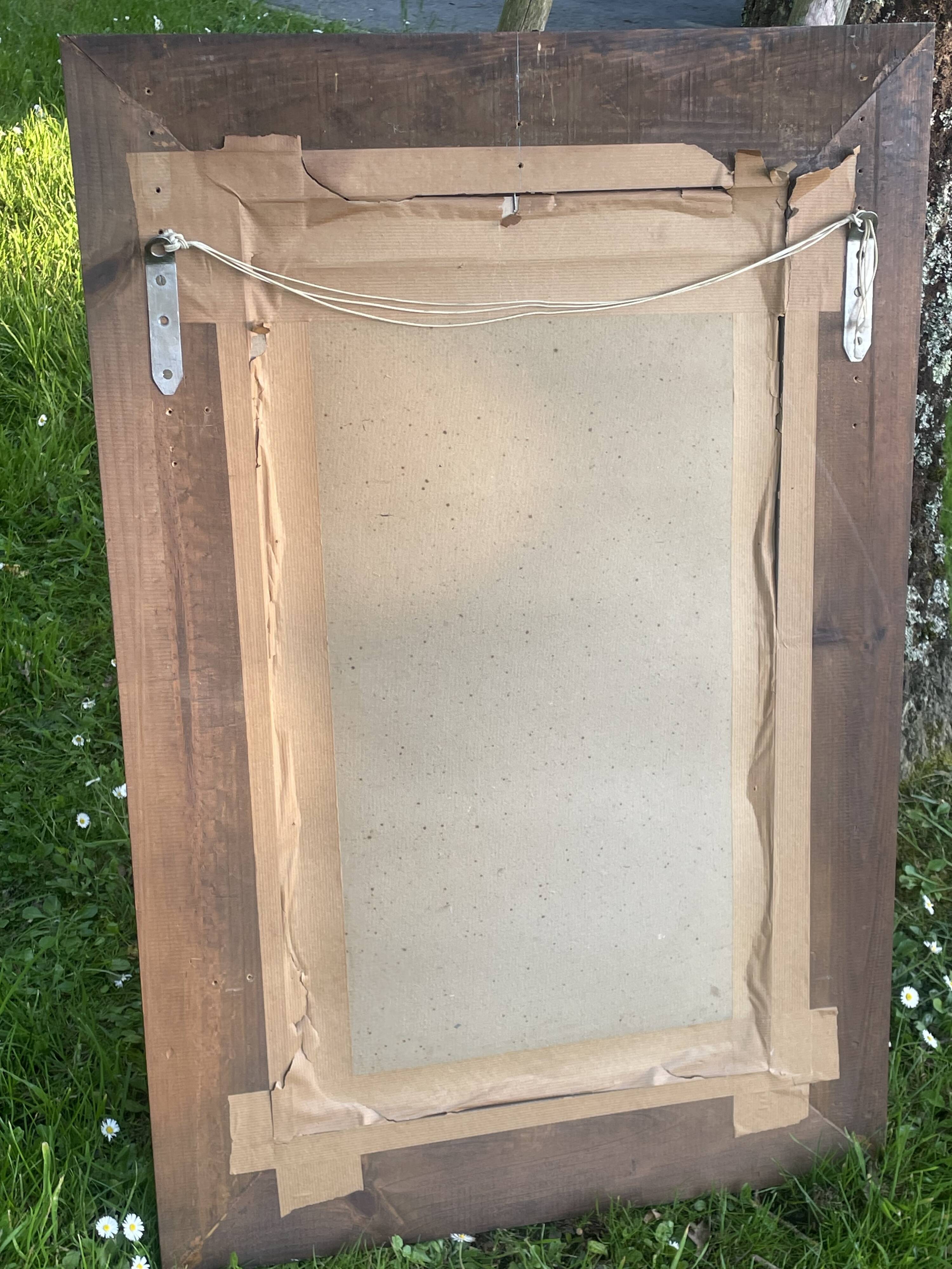 Large carved wooden mirror in Art Nouveau style