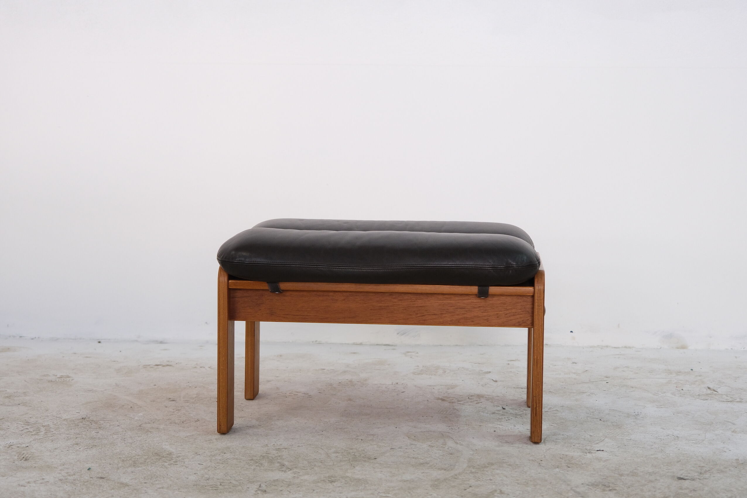 Mid-Century Leather Ottoman, 1970s