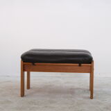 Mid-Century Leather Ottoman, 1970s