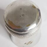 Art Deco-style old silver metal Timbale monogrammed LP