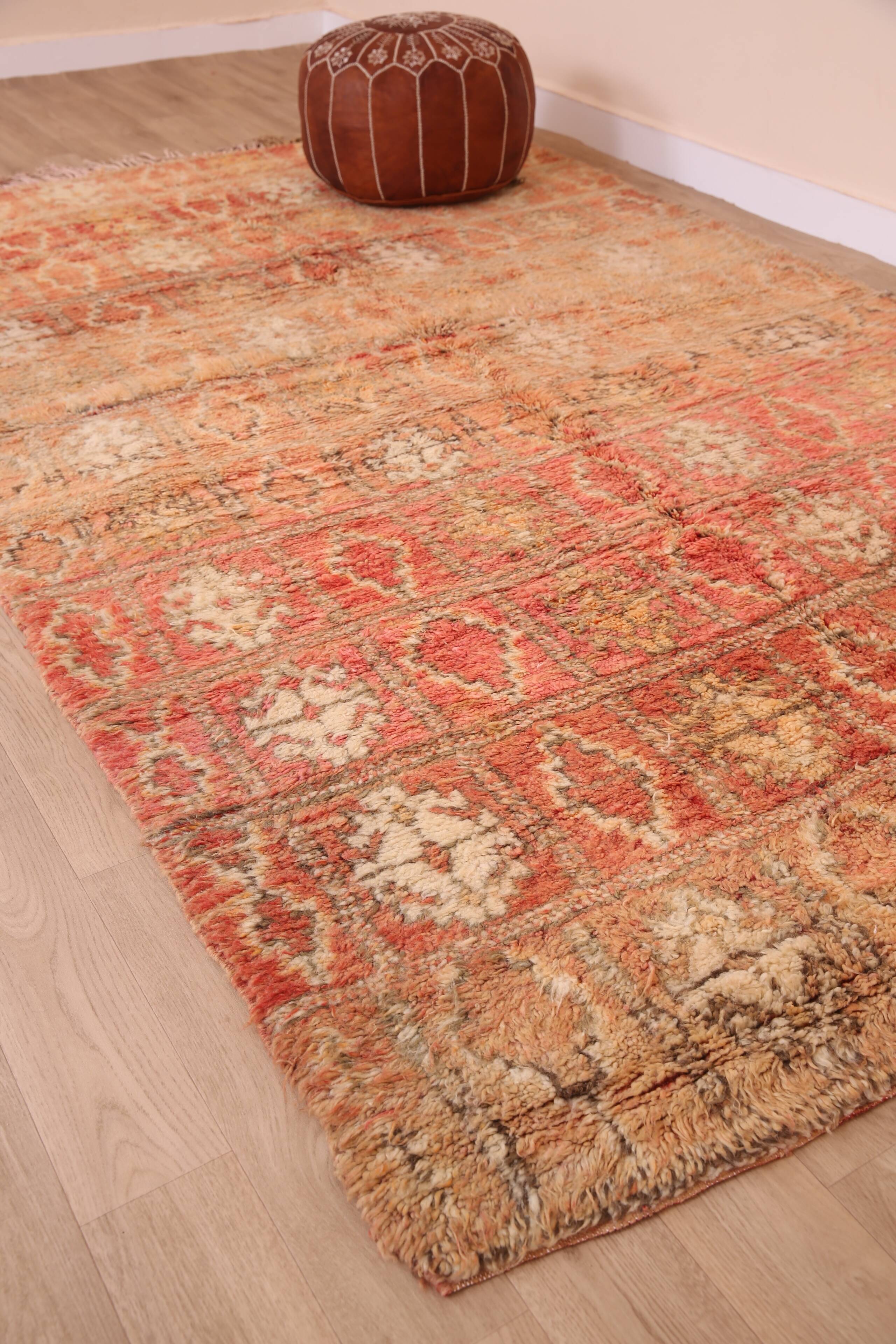 Peach Vintage Moroccan Rug 176 x 287 cm, Berber Wool Rug, Handmade Boho Rug