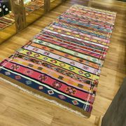 Colorful runner rug, handmade turkish kilim rug with ethnic patterns