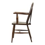 Chaise Windsor ancienne en bois de hêtre et d'orme avec dossier à roulettes, XIXe siècle