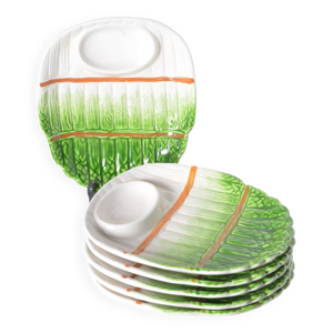 Assiettes plates asperges - barbotine