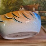 Collectible ceramic terrine Michel CAUGANT model gray partridge handmade