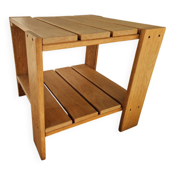 Table d'appoint carrée en chêne, années 1990