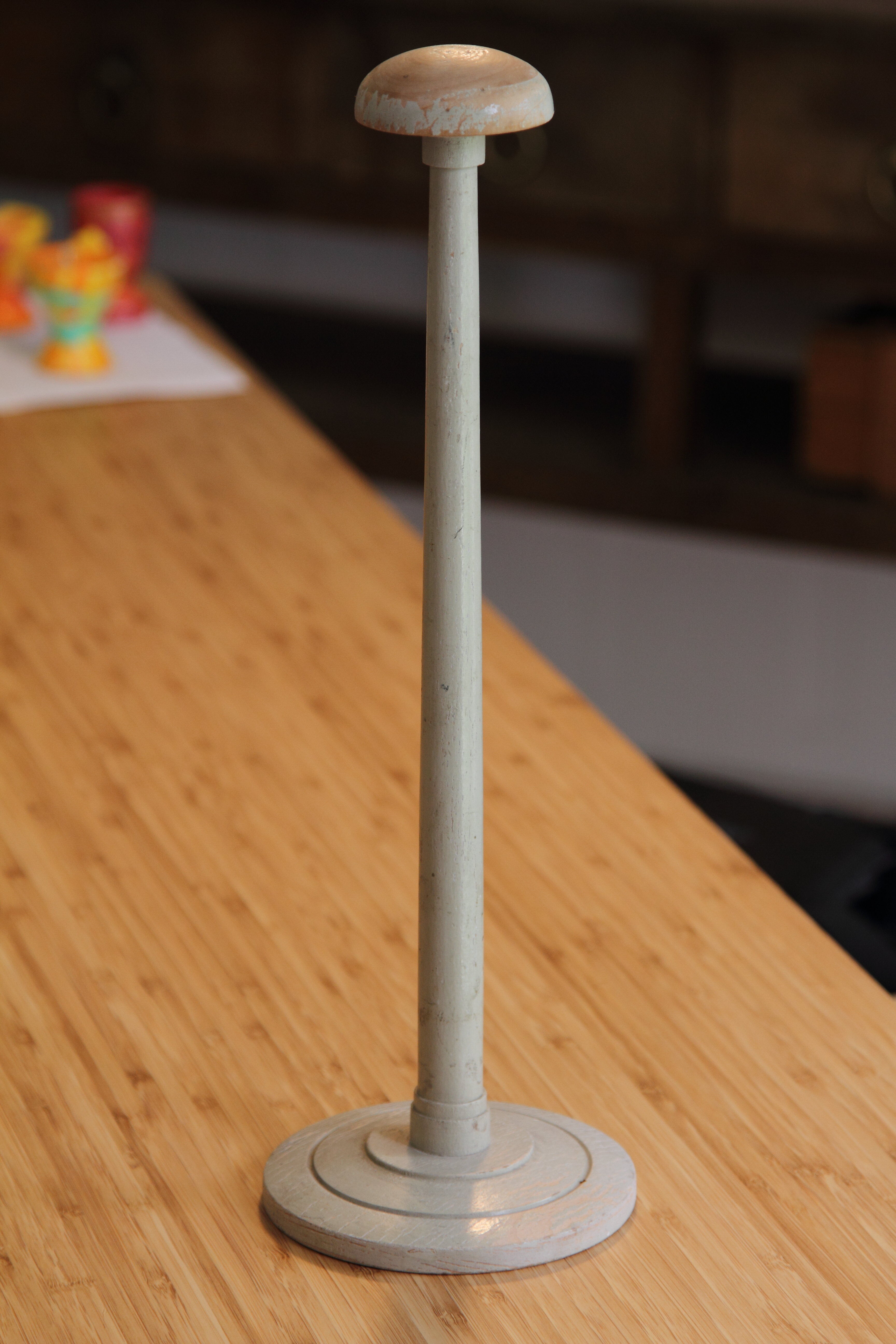 Vintage green sage wooden hat holder