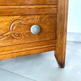 Vintage oak chest of drawers with 4 drawers, 1950s