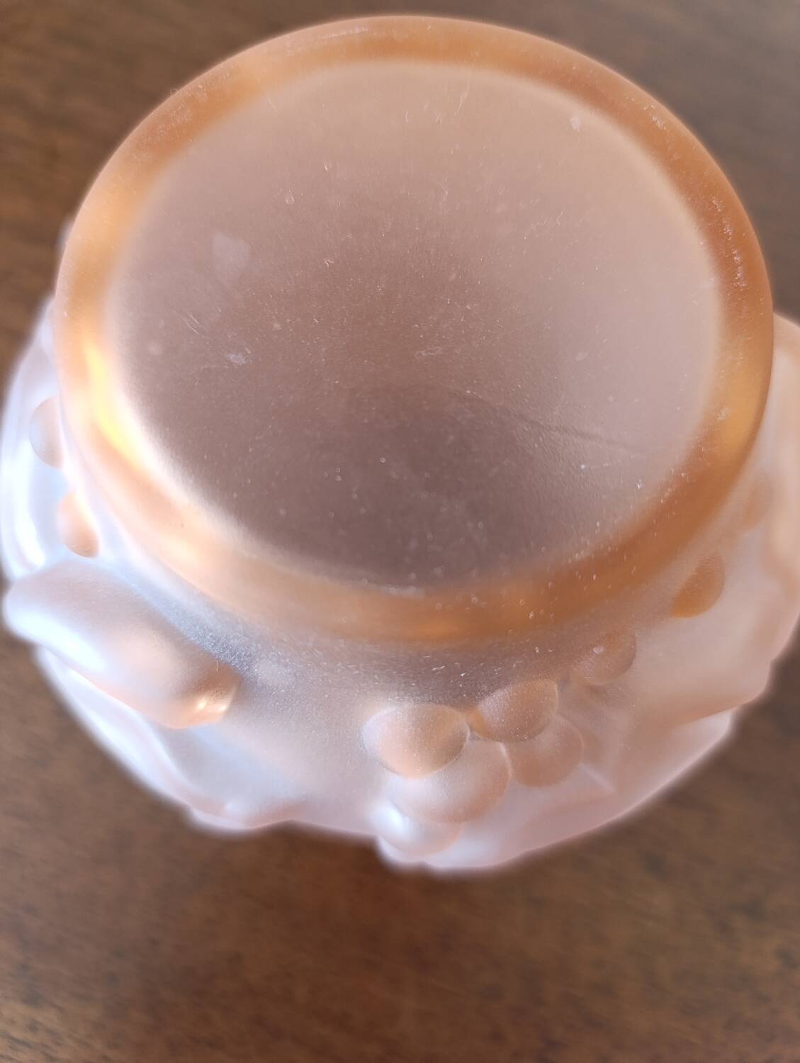 Art Deco pink glass paste ball vase