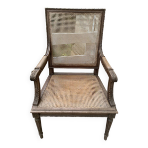 fauteuil en bois et cannage - louis