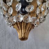 Vintage Empire Style 1950s Wall Lamp or Sconce in Gold Brass and Scream