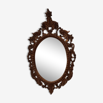 Miroir italien en bois scupté doré 45x80cm