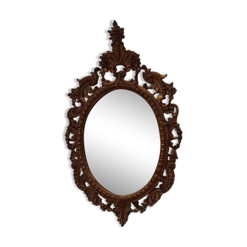 Italian mirror in gilded scupted wood