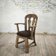 Dutch brutalist solid oak armchair with reupholstered leather seat, 1970s