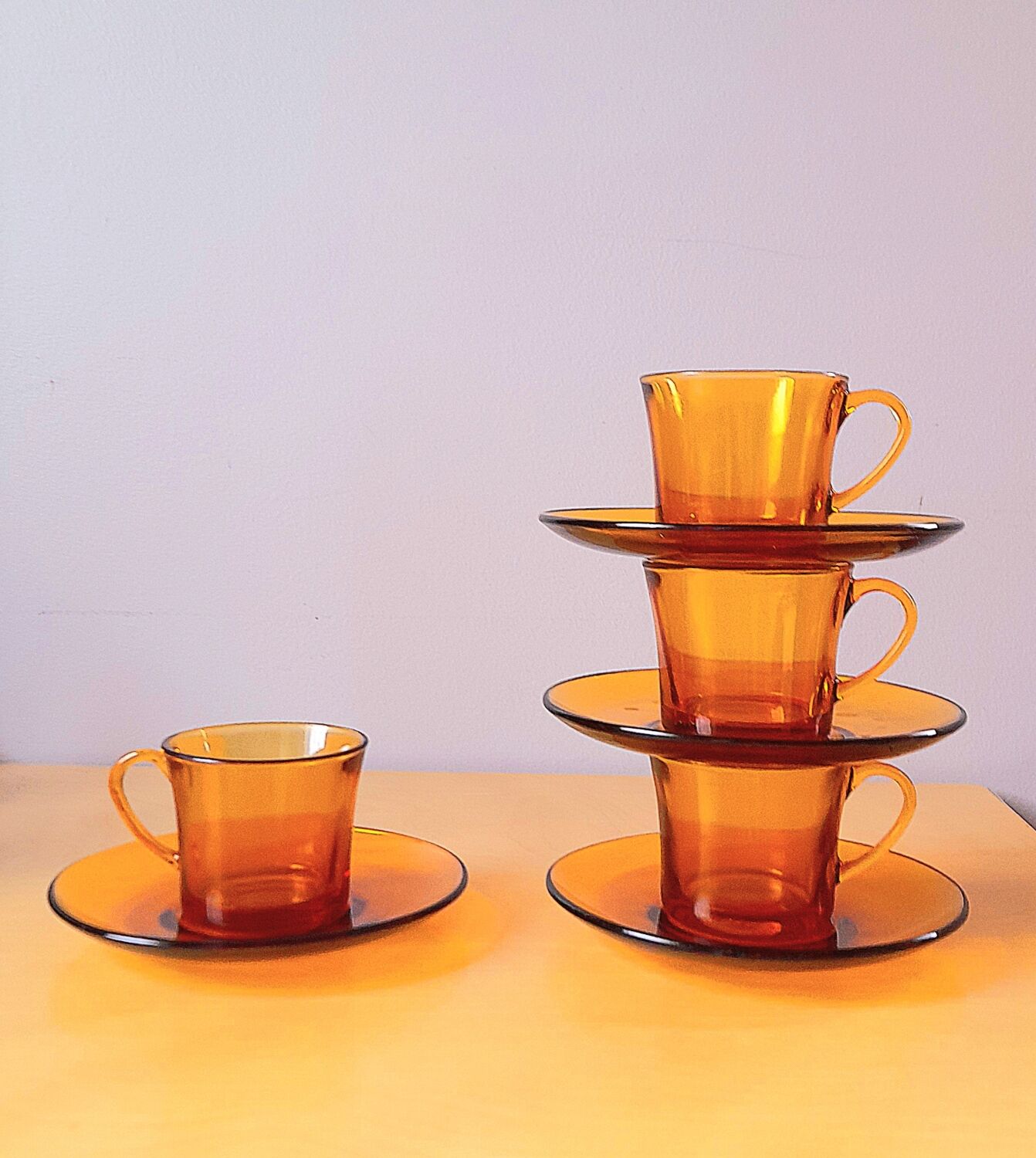 Amber coffee cups 70s