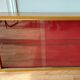 1960s light oak glass wall shelf
