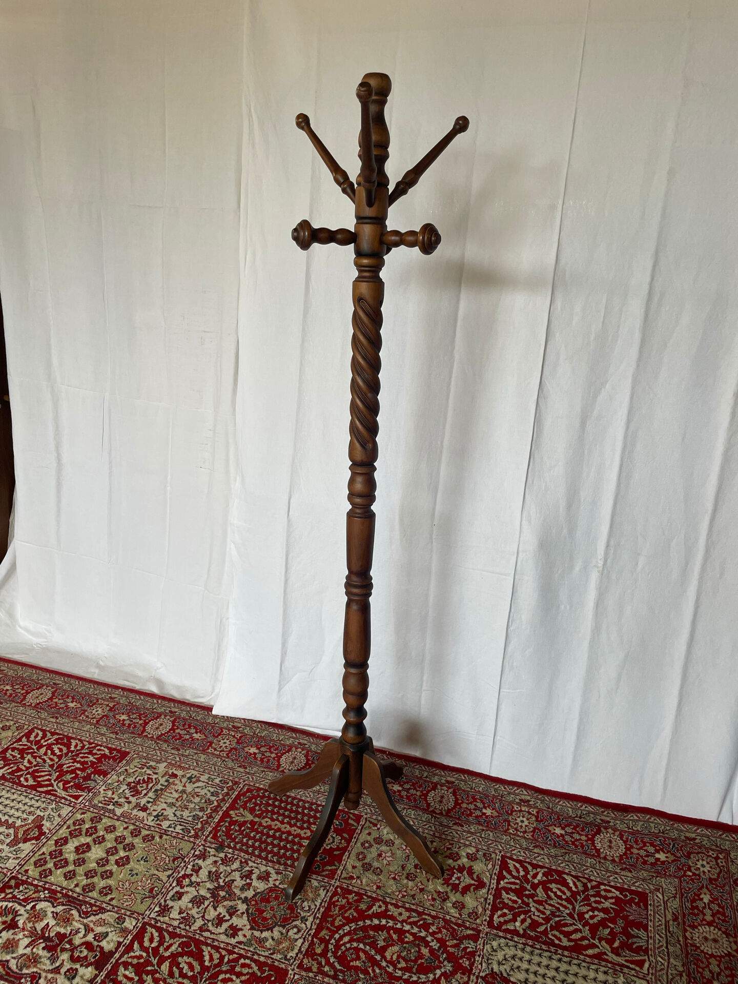 Vintage turned wooden parrot coat rack