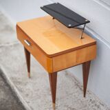 Vintage bedside table, wooden nightstand with shelf, side table, end table, 50's