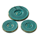 Set of 3 vintage turquoise ceramic coasters with decoration.